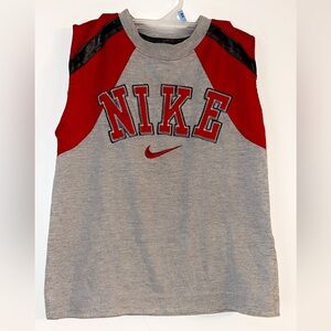 Vintage Nike Kids Red and Gray Tank Top